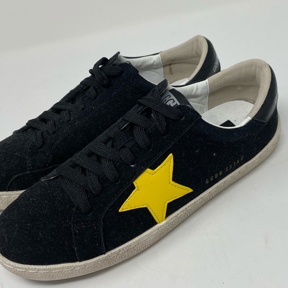 . Shoes - Black Suede with Yellow Star US 9